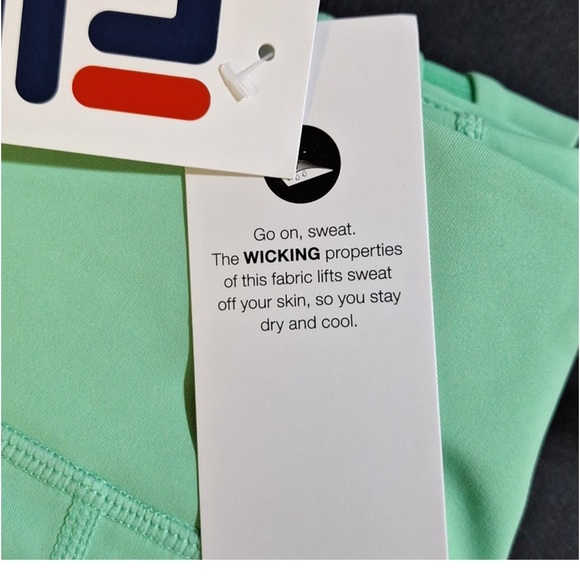 FILA Dreama Athletic Workout Cropped Tight Leggings  Mesh Cutouts/Jade Cream NEW - Picture 12 of 15